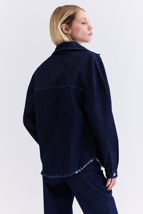 CAMISA AMPLA BOLSOS AZUL ESCURO